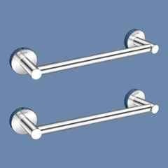 Plantex Towel Holder for Bathroom/12 inch Towel Bar/Single Towel Rod/Towel Hanger for Home/Bathroom Accessories (Pack of 2) Chrome