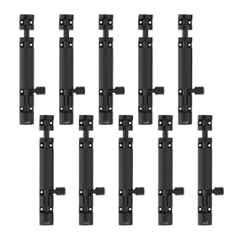 Atom 6 inch Aluminium Black Finish Heavy Duty Joint-Less Tower Bolt, TB002-06 inch-BLK-110 (Pack of 10)