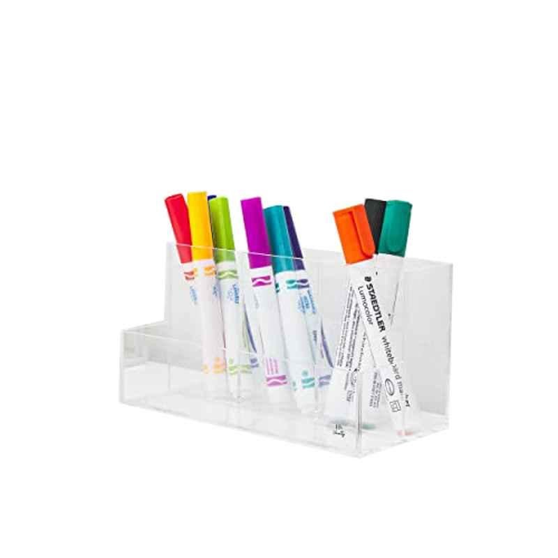 Homesmiths 3 Compartments Acrylic Clear Pen Holder Box