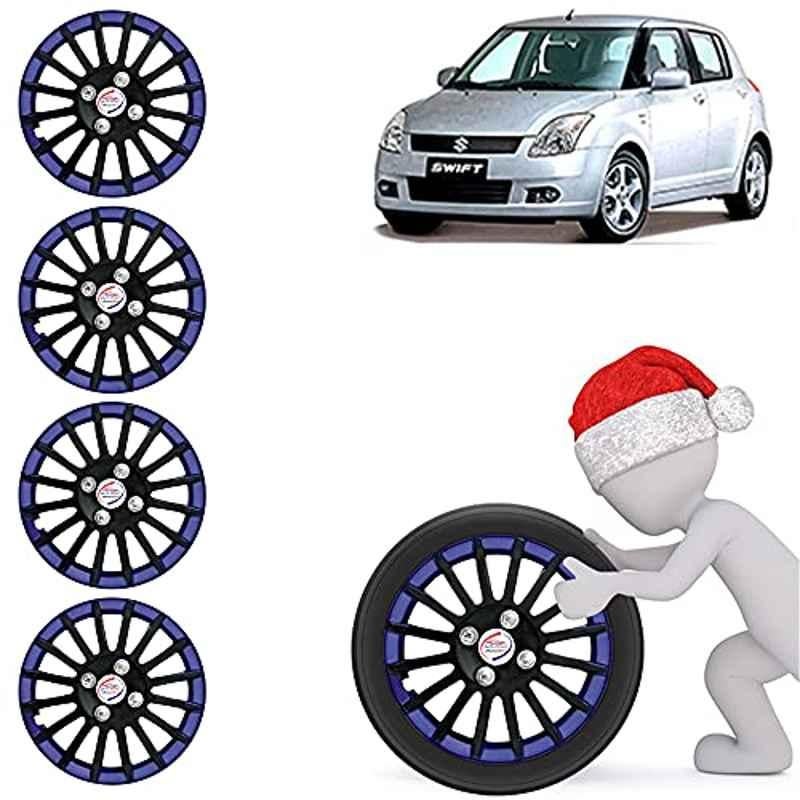 Auto Pearl 4 Pcs 14 inch ABS Black & Blue Car Wheel Cover Set for Maruti Suzuki Swift