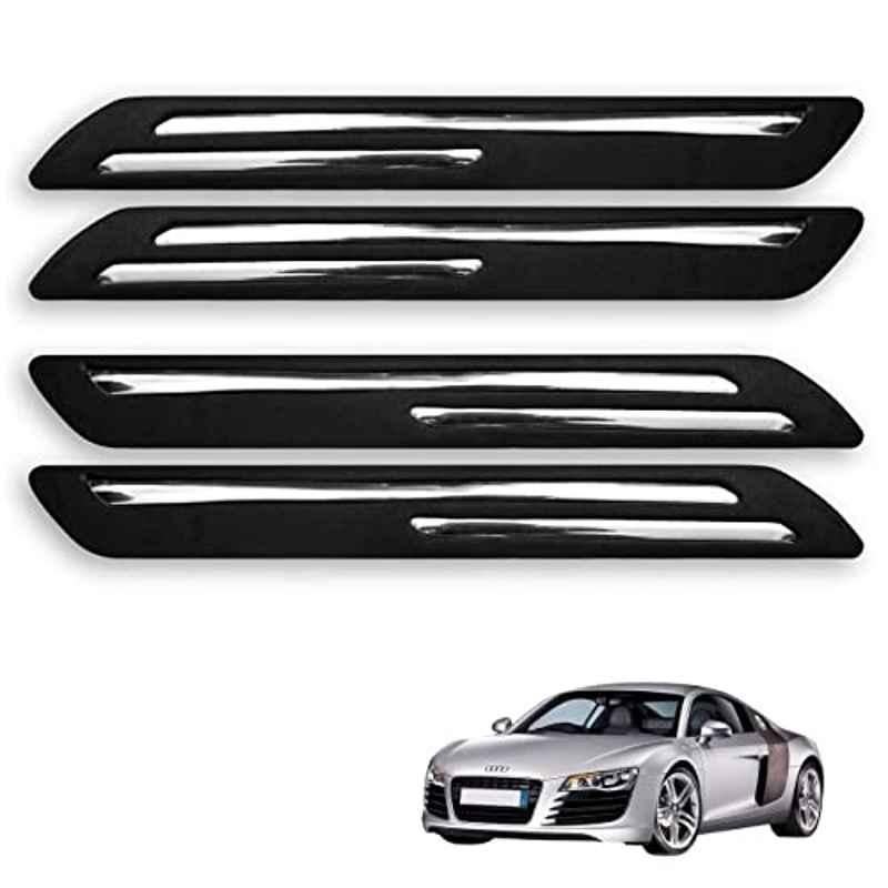 Kozdiko 4 Pcs Rubber Black Double Chrome Strips Car Bumper Protector Guard Set for Audi R8