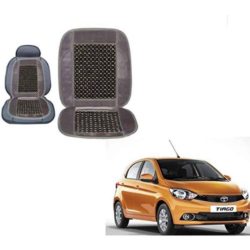 Kozdiko Wooden Bead Seat with Grey Velvet Border for Tata Tiago
