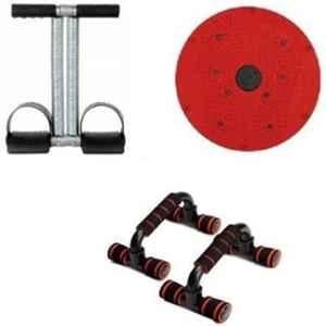 Shopeleven Stainless Steel & Plastic Double Spring Tummy Trimmer, Twister & Pushup Bar Combo