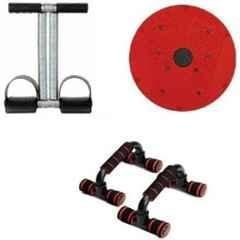 Shopeleven Stainless Steel & Plastic Double Spring Tummy Trimmer, Twister & Pushup Bar Combo