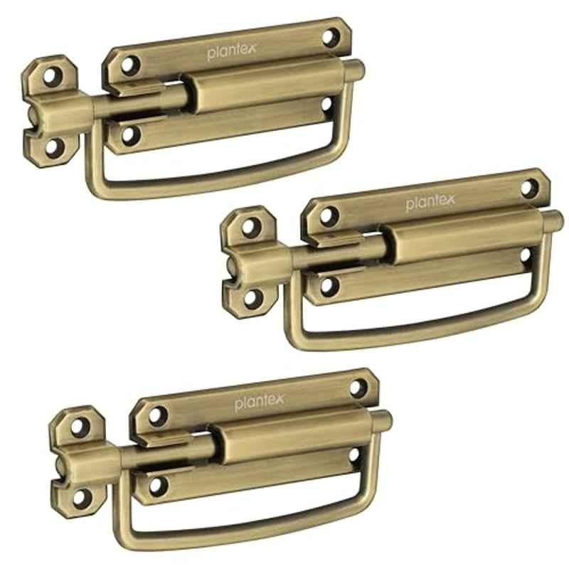 Plantex 5 inch Zinc Brass Antique Baby Door Latch Kadi for Bathroom for Home & Office, SH-96 (Pack of 3)