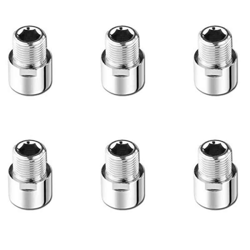 Spazio 1 inch Brass Chrome Finish Extension Nipple (Pack of 6)