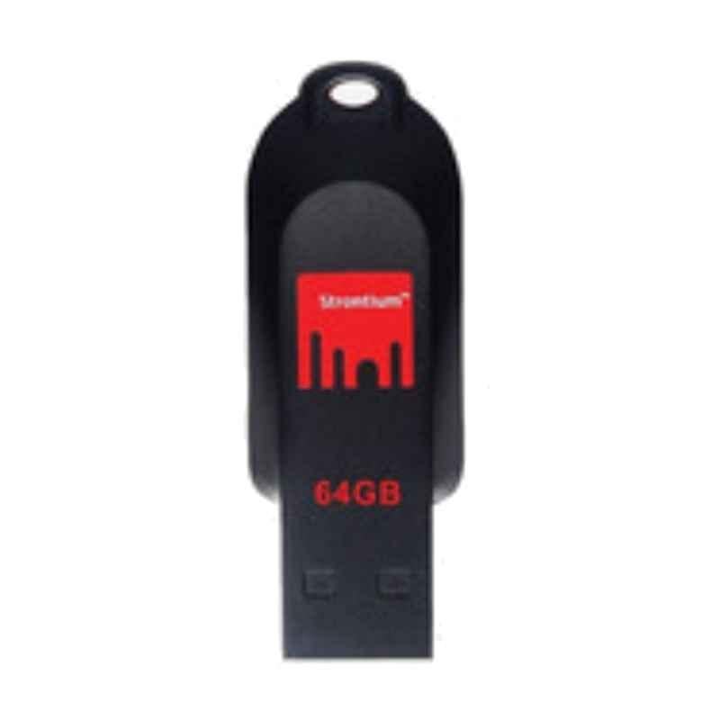 Strontium Pollex 64GB USB 2.0 Black & Red Flash Drive, SR64GRDPOLLEX
