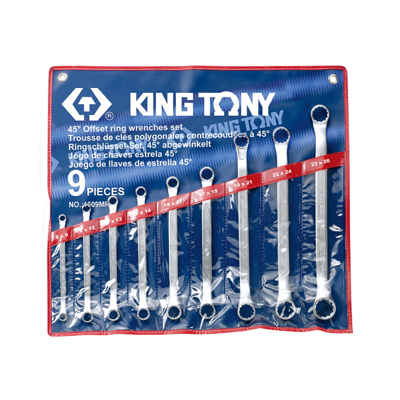 King Tony 9 PCS Offset Ring Wrench Set, 1609MR