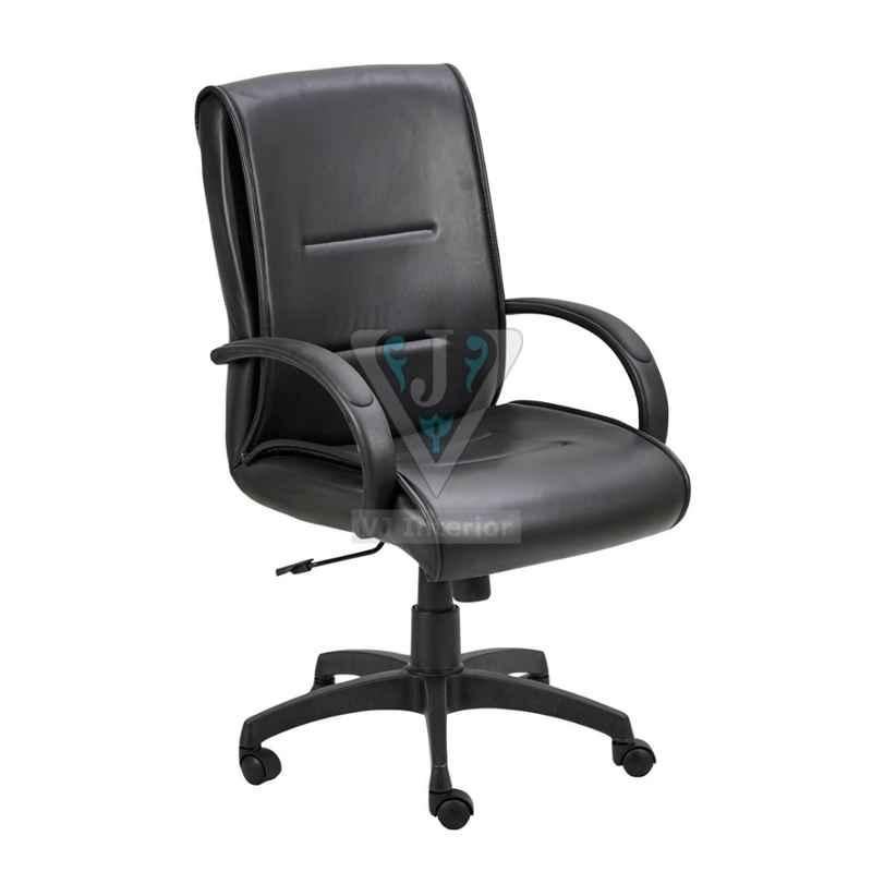 VJ Interior 18x20 inch Black Leather Revolving Office Chair, VJ-1429