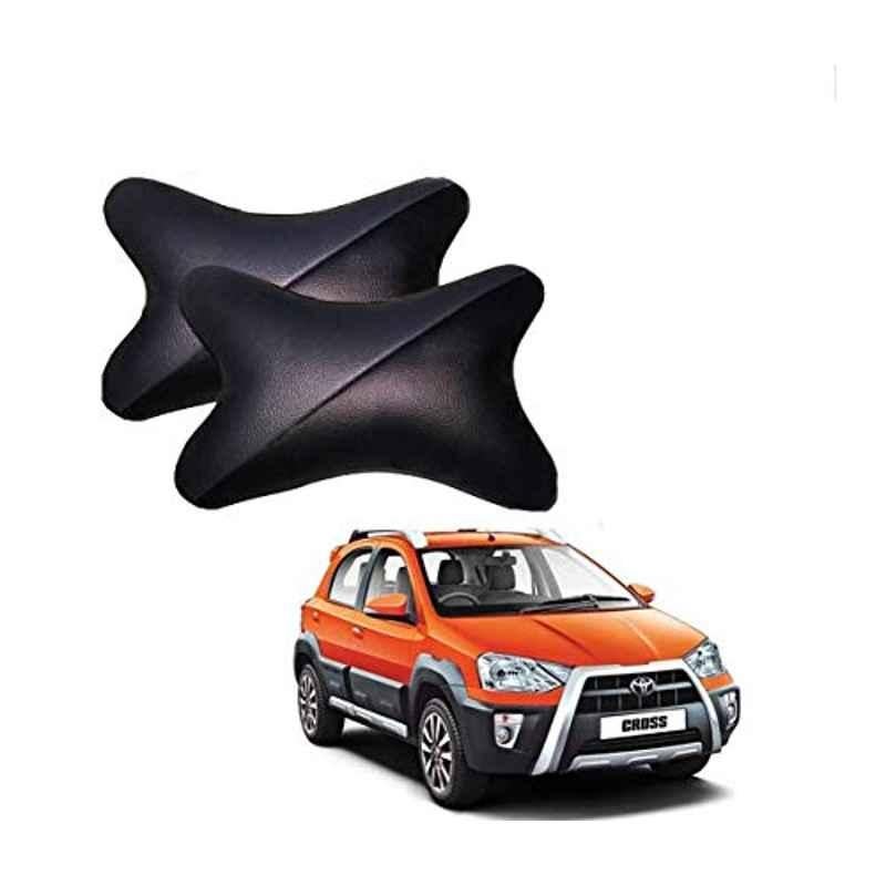 Kozdiko 2 Pcs Memory Foam Grey & Black Car Neck Rest Cushion Pillow Set for Toyota Etios Cross
