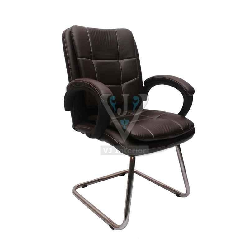 VJ Interior Brown Leather Mid Back Visitor Office Chair, VJ-273-VISITOR-MB
