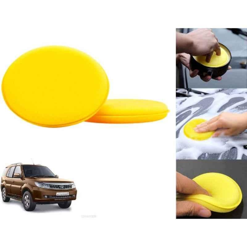 Auto Pearl Polyurethane Beige Washing & Waxing Polish Foam Sponge for Safari Strome 2019 (Pack of 2)