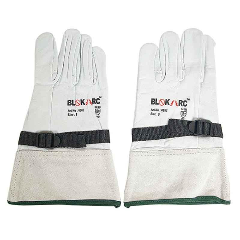 BLOCKARC 10 inch Leather Protector White Gloves, LPG-CL2-BLOKARC, Size: 9