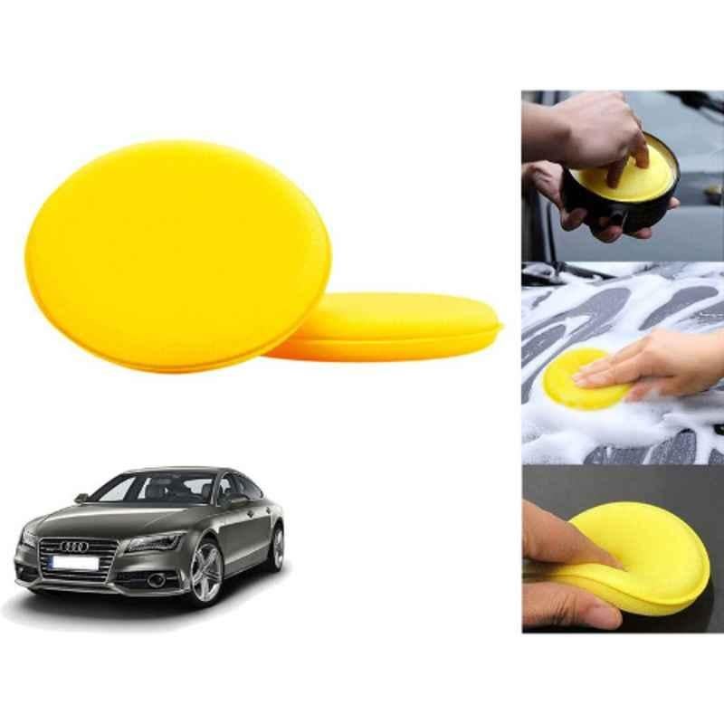 Auto Pearl Polyurethane Beige Washing & Waxing Polish Foam Sponge for A7 (Pack of 2)