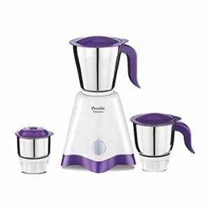 Preethi Crown MG205 500W White & Purple Stainless Steel Mixer Grinder with 3 Jars