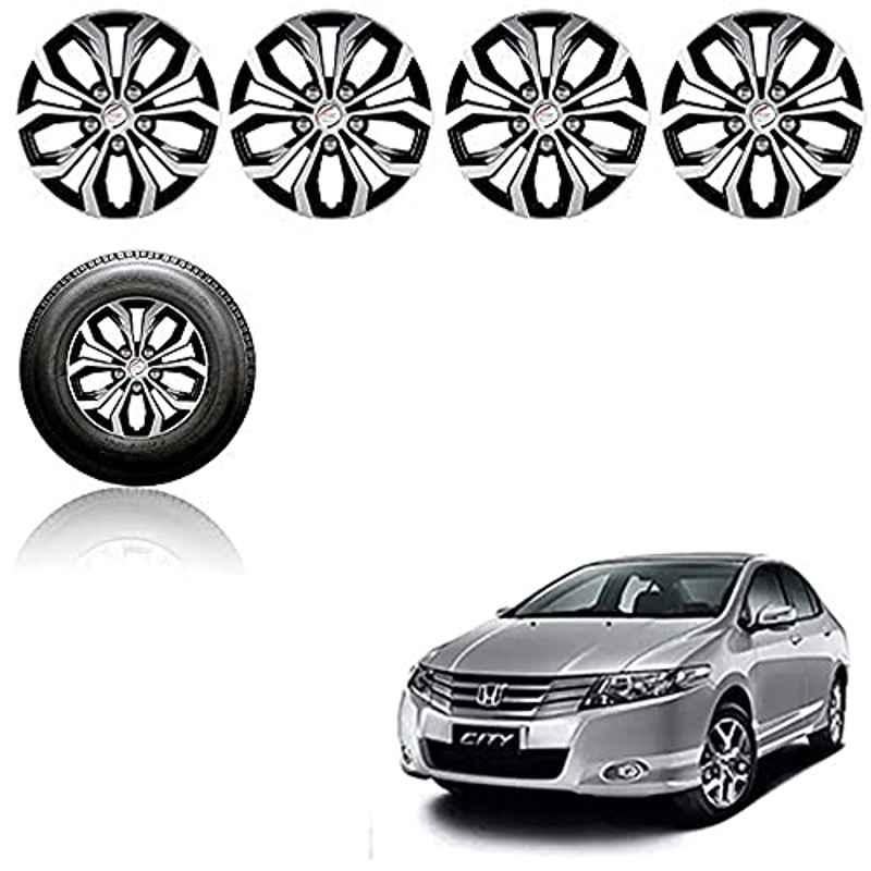 Auto Pearl 4 Pcs 15 inch ABS Silver & Black Car Wheel Cover Set for Honda Ivtec