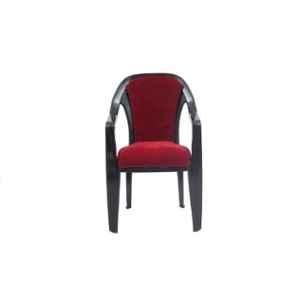 Supreme Regal Super Delux Premium Plastic Medium Back Black & Red Chair with Arm (Pack of 4)