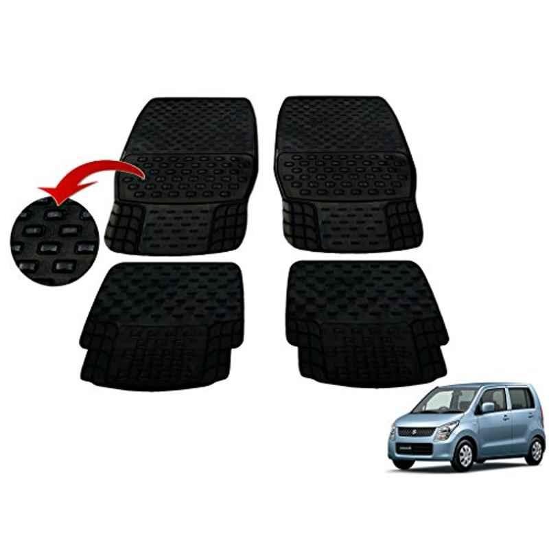 Kozdiko 4 Pcs PVC & Rubber Black Car Floor Mat Set for Maruti Suzuki Versa