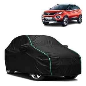 Aarex Auto Polyester Black 100% Waterproof Car Cover with Mirror Pocket, Triple Stitched & UV Protection for Tata Nexon, BRZ-02-Black
