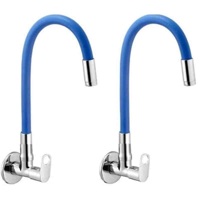 Zesta Brass Chrome Finish Sink Cock with Silicon Blue Flexible Spout (Pack of 2)