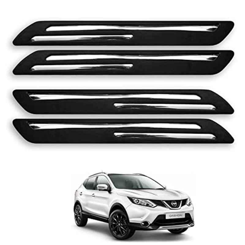 Kozdiko 4 Pcs Rubber Black Double Chrome Strips Car Bumper Protector Guard Set for Nissan Qashqai