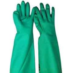Midas Green Acrylonitrile Butadiene Rubber Flock Lined Hand Gloves, Size: L (Pack of 80)