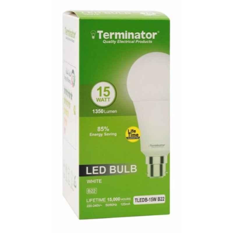 Terminator 15W 220-240V B22 6500K White LED Bulb, TLEDB-15W-B22