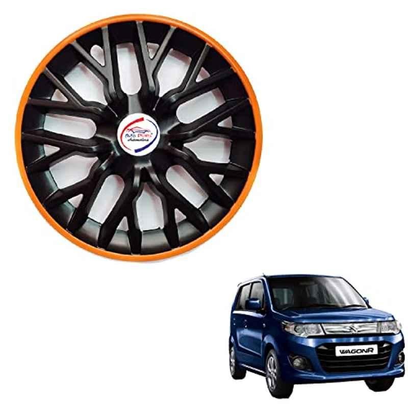 Auto Pearl 4 Pcs 13 inch ABS Black & Orange PBO22 Hubcap Wheel Cover Set with Retention Ring for Maruti Suzuki WagonR 2017