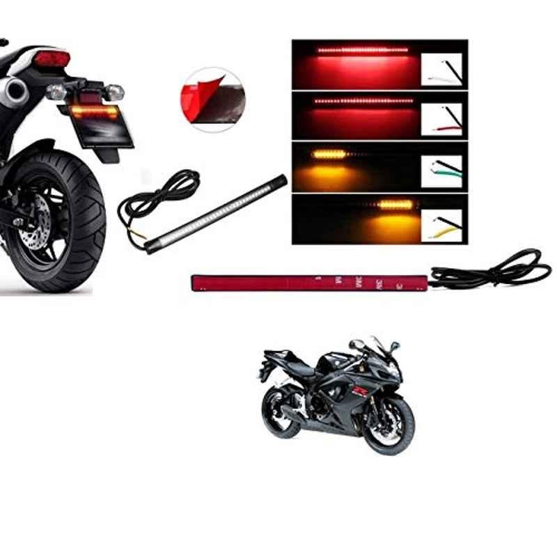 Kozdiko 48 SMD Bike Red Flexible LED Strip Tail Brake Light with Yellow Turn Indicator Light for Suzuki Gixxer 600