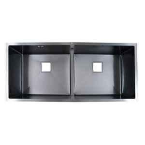 Crocodile 45x20x10 inch Stainless Steel Satin Finish Black Double Bowl Kitchen Sink