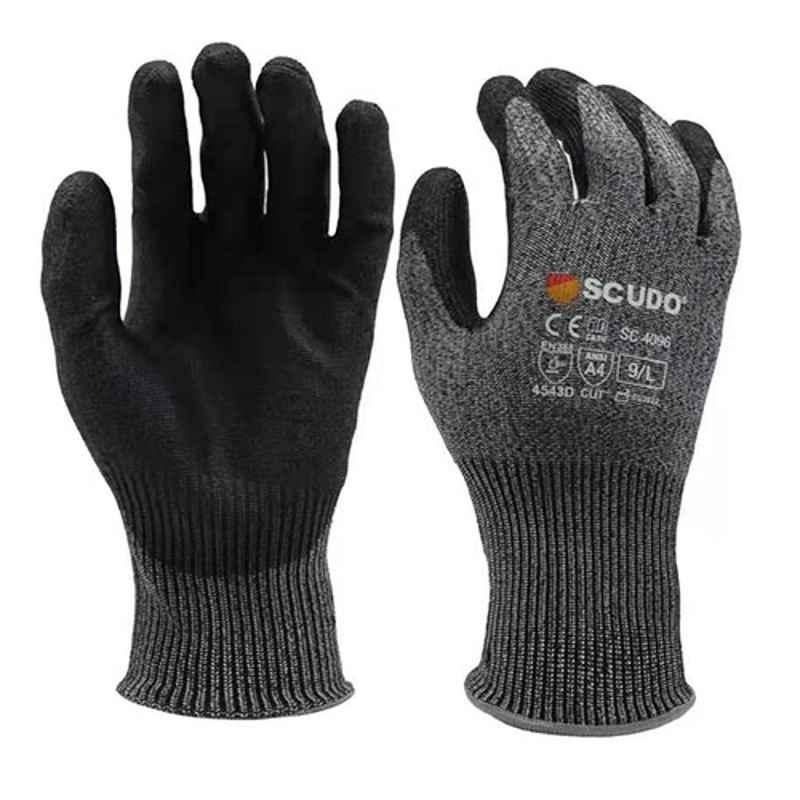 Scudo SC-4096 Black Level 5 Cut Guard Hand Gloves, Size: XL