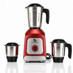 Electrofox PowerMax 750W ABS Red & Silver Mixer Grinder with 3 Stainless Steel Jars & 4 Years Warranty