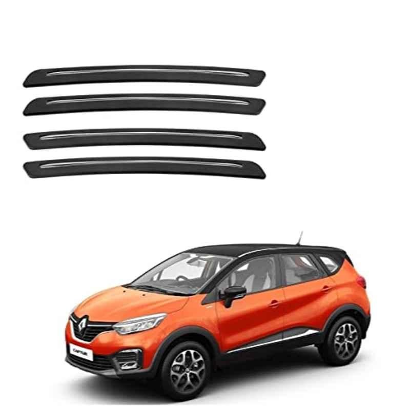 Kozdiko 4 Pcs Rubber Black Car Bumper Protector Set with Chrome Strip for Renault Captur