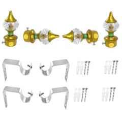 Ojass 10x5cm Stainless Steel Gold Solid Crystal Diamond Curtain Bracket with Support Clamp, SCB04GOLD (Pack of 4)
