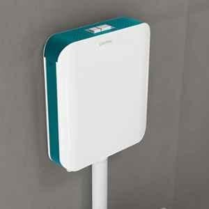 Plantex Flush Tank for Toilet with 7 LTR Water Capacity/Slim & Dual Tone Polypropylene Commode Flush Tank with Internal Accessories Ocean Green & White