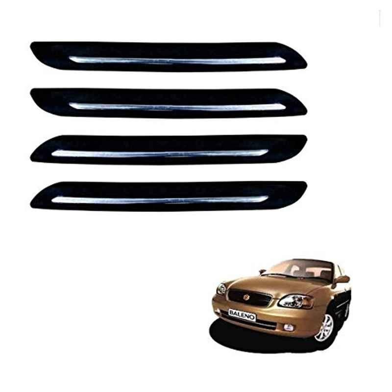 Kozdiko 4 Pcs PVC Black Car Bumper Protector Set with Chrome Strip for Maruti Suzuki Baleno