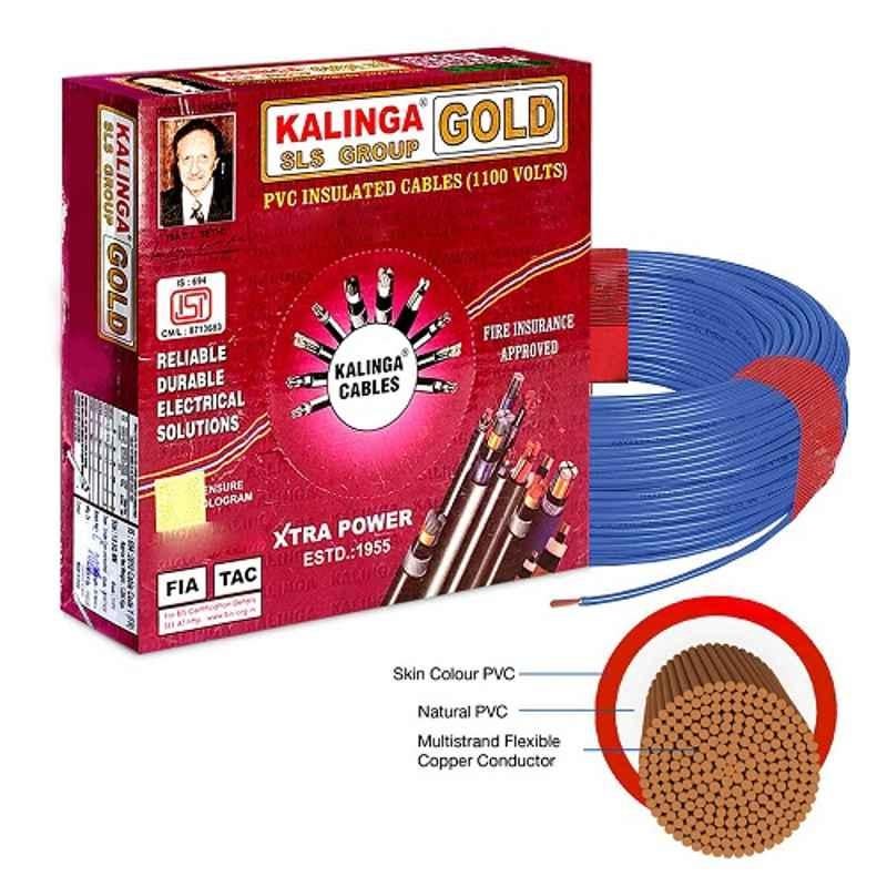 Kalinga Gold 1 Sq mm Blue FR PVC Housing Wire, Length: 90 m