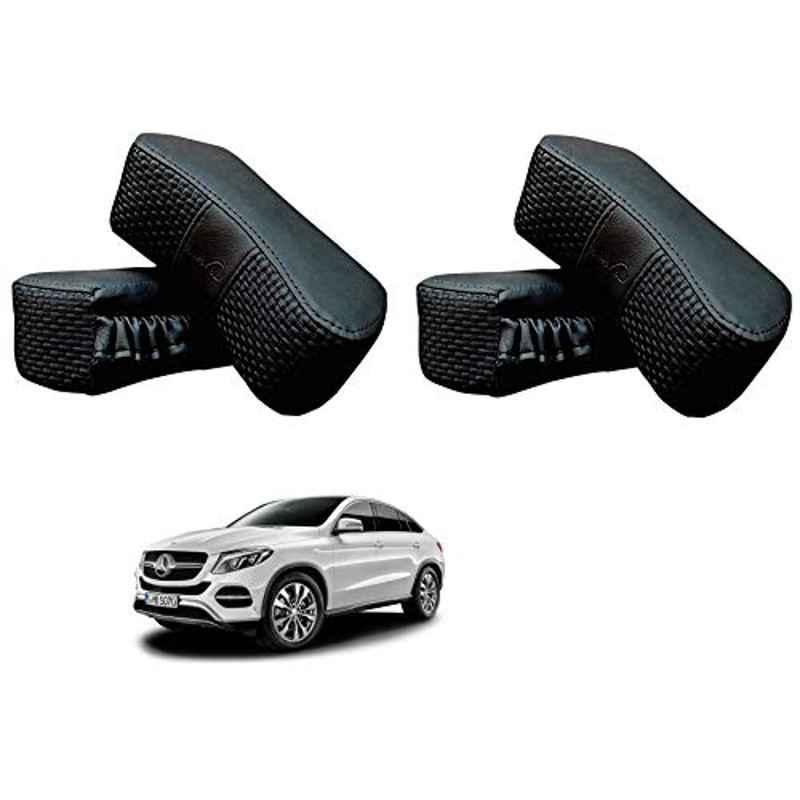 Kozdiko 4 Pcs CV Designer Black Leatherite Neck Rest Car Cushion Pillow Set for Mercedes Benz GlE-Couple