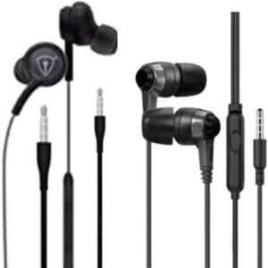 Tiitan S8 Black Wired Earphones & S11 Wired Headset with Mic Combo