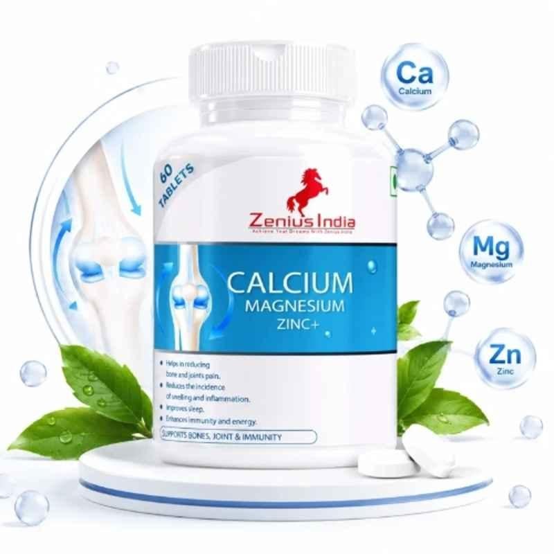 Zenius India 60 Pcs Calcium Tablet with Calcium Orotate, Vitamin D3, Zinc Citrate & Magnesium Glycinate for Bone Health & Calcium Support