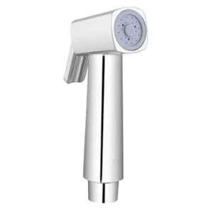 Somany ABS Chrome Wall Mounted Square Health Faucet with 1m Stainless Steel Flexible Tube & Wall Hook, 272150680061