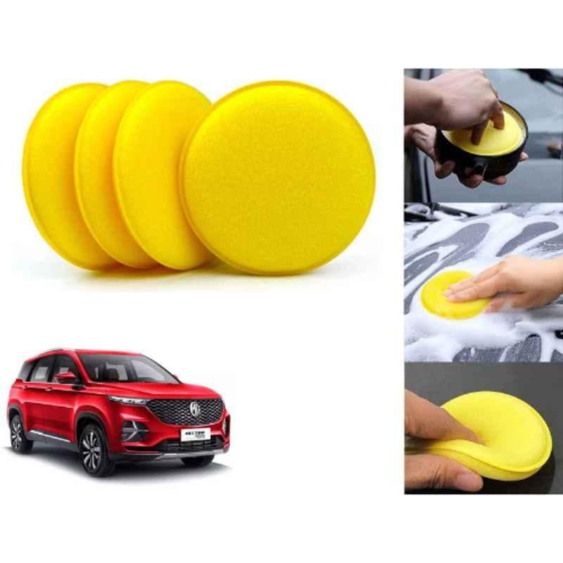 Auto Pearl Polyurethane Beige Washing & Waxing Polish Foam Sponge for Hector Plus (Pack of 4)