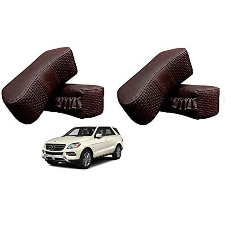 Kozdiko 4 Pcs CV Designer Cola Leatherite Neck Rest Car Cushion Pillow Set for Mercedes Benz GLC-Class