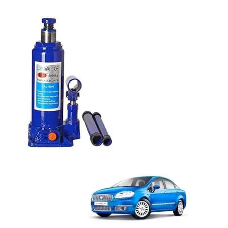 Kozdiko 5 Ton Iron Blue Hydraulic Bottle Jack with Two Rods for Fiat Linea Classic