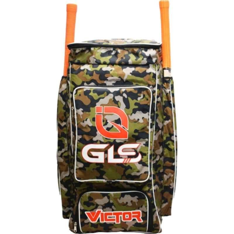 GLS Victor 80 Litre PU Green Army Print Duffle Cricket Kit Bag with Two Bat & Shoe Compartment