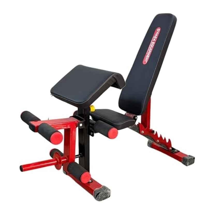 GYM24 Equipment 500kg Capacity Alloy Steel Black & Red 6-in-1 Adjustable Workout Bench