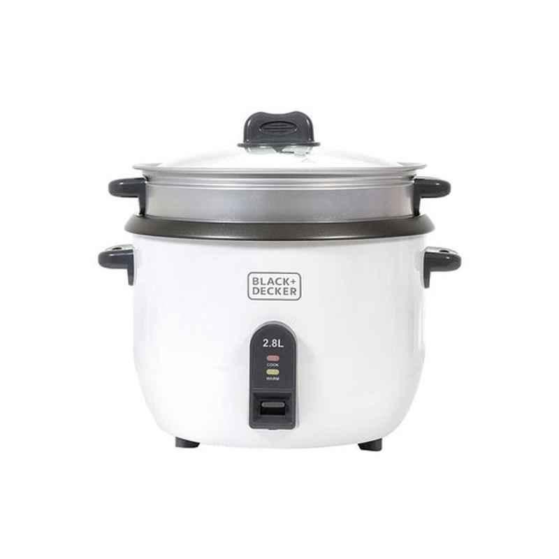 Black & Decker 1100W Stainless Steel White & Black Cup Rice Cooker, RC2850-B5