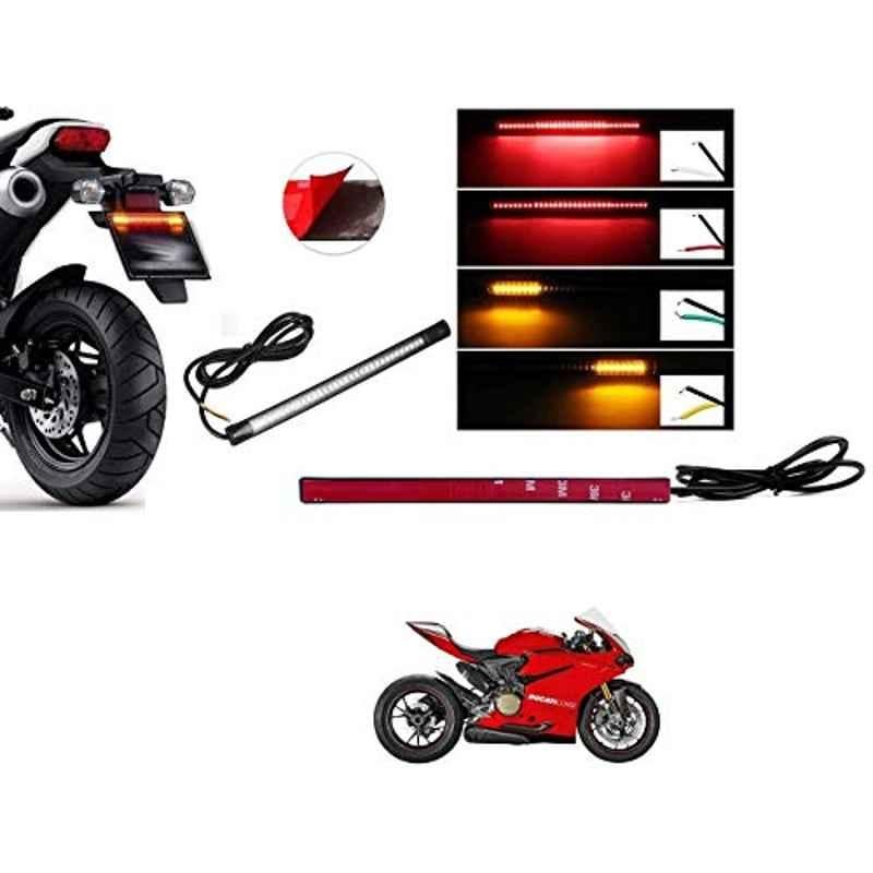 Kozdiko 48 SMD Bike Red Flexible LED Strip Tail Brake Light with Yellow Turn Indicator Light for Ducati 1299 Panigale