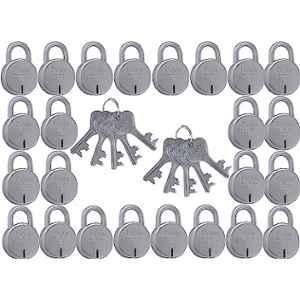 Foora 24 Pcs Silver Metal Door Padlock Set with 10 Common Keys