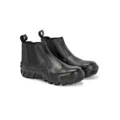 Eego Italy WSOLID Genuine Leather Steel Toe Black Safety Chelsea Boot with TPR Sole, ISI & BIS Approved for Women, Size: 38